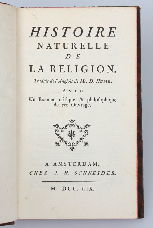 Book ''Histoire naturelle de la religion''