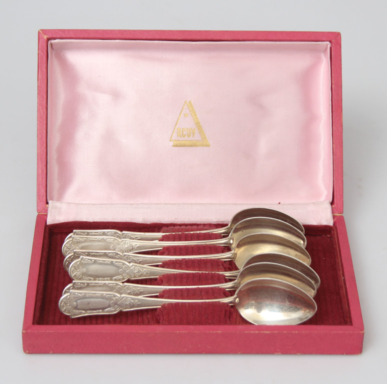 Set of six silver spoons