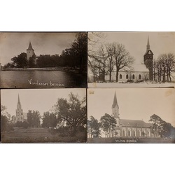 4 fotogrāfijas Latvijas baznīcas 1929g.