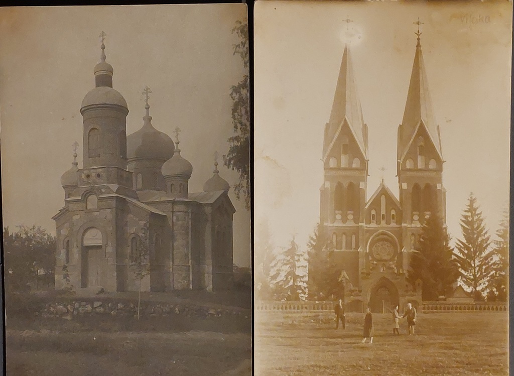 2 fotogrāfijas Latvijas baznīcas 1929 g.