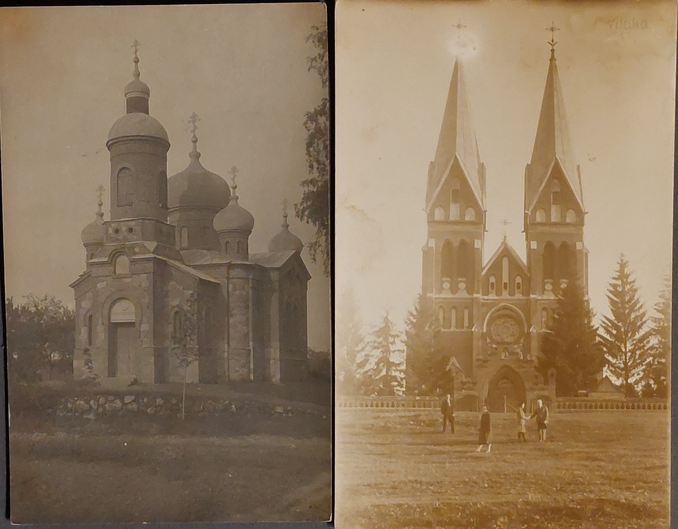 2 fotogrāfijas Latvijas baznīcas 1929 g.