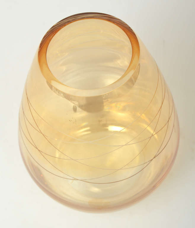 Yellow glass vase from Iļguciems vglass factory
