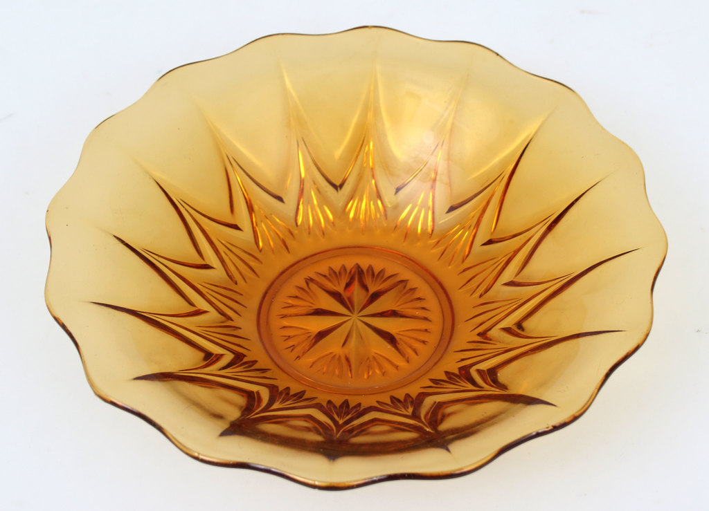Honey colored glass tray