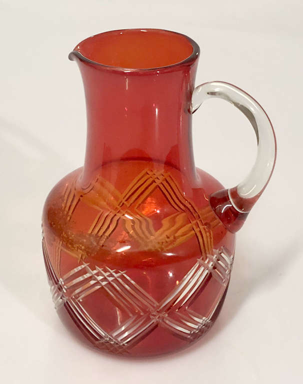 Red glass jug