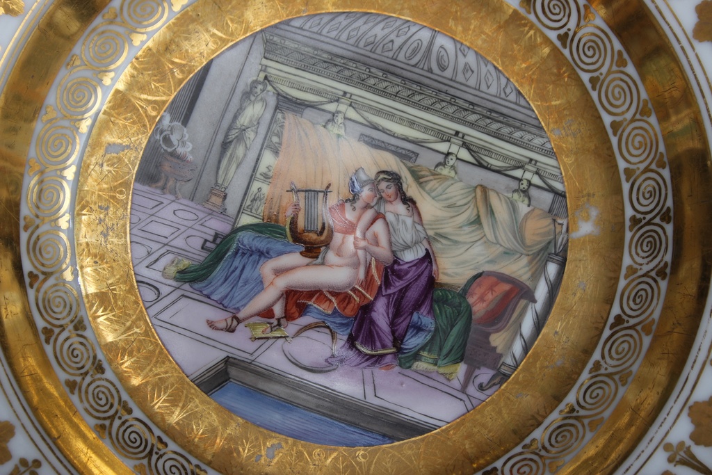 Porcelain plate with painting and gilding