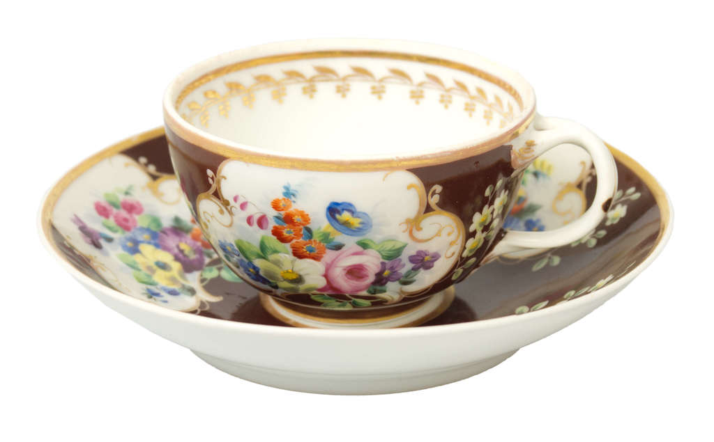Porcelain teacup with saucer