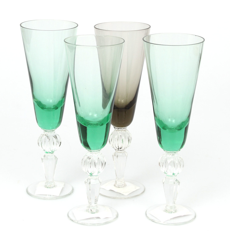 Colored glass champagne glasses 4 pcs