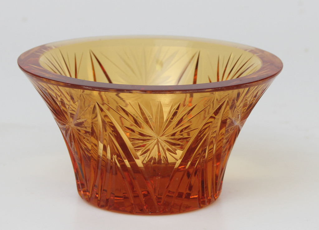 Amber colored serving dish