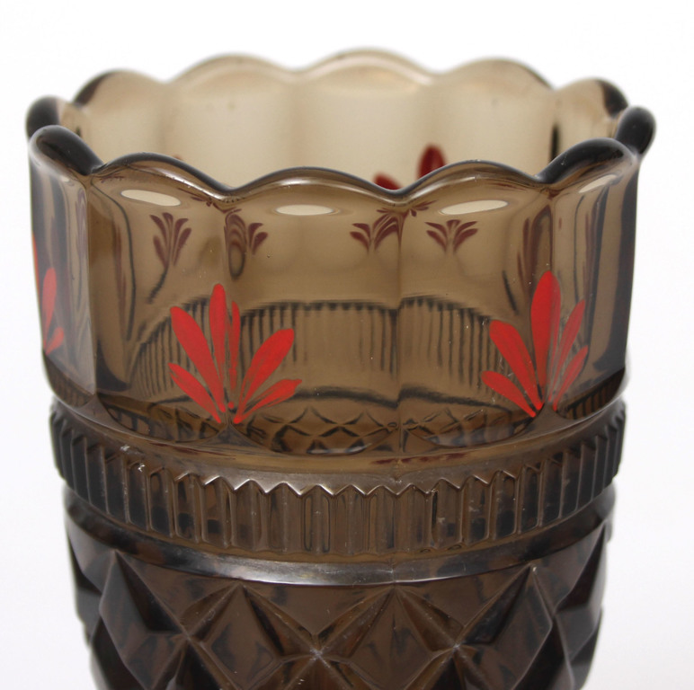 Стеклянная ваза с росписью