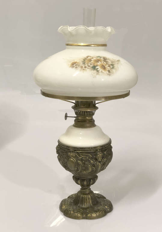 Baroque style bronze kerosene lamp