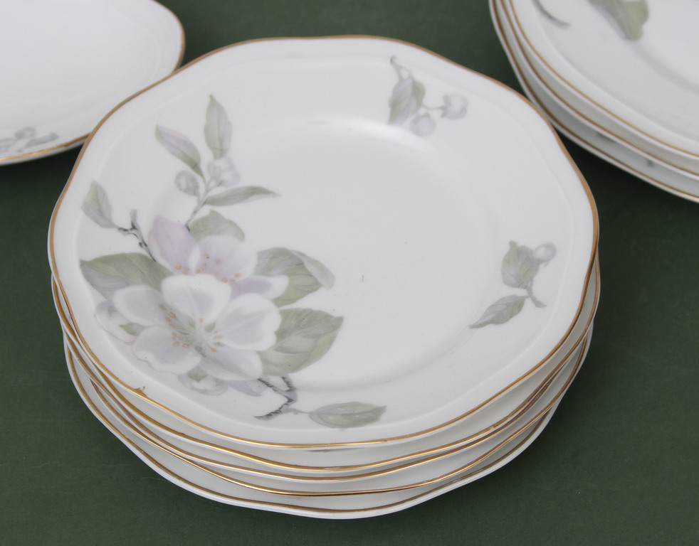 Incomplete porcelain lunch set for 12 persons