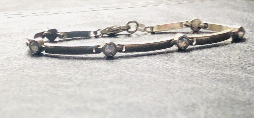 Silver bracelet with rhinestones