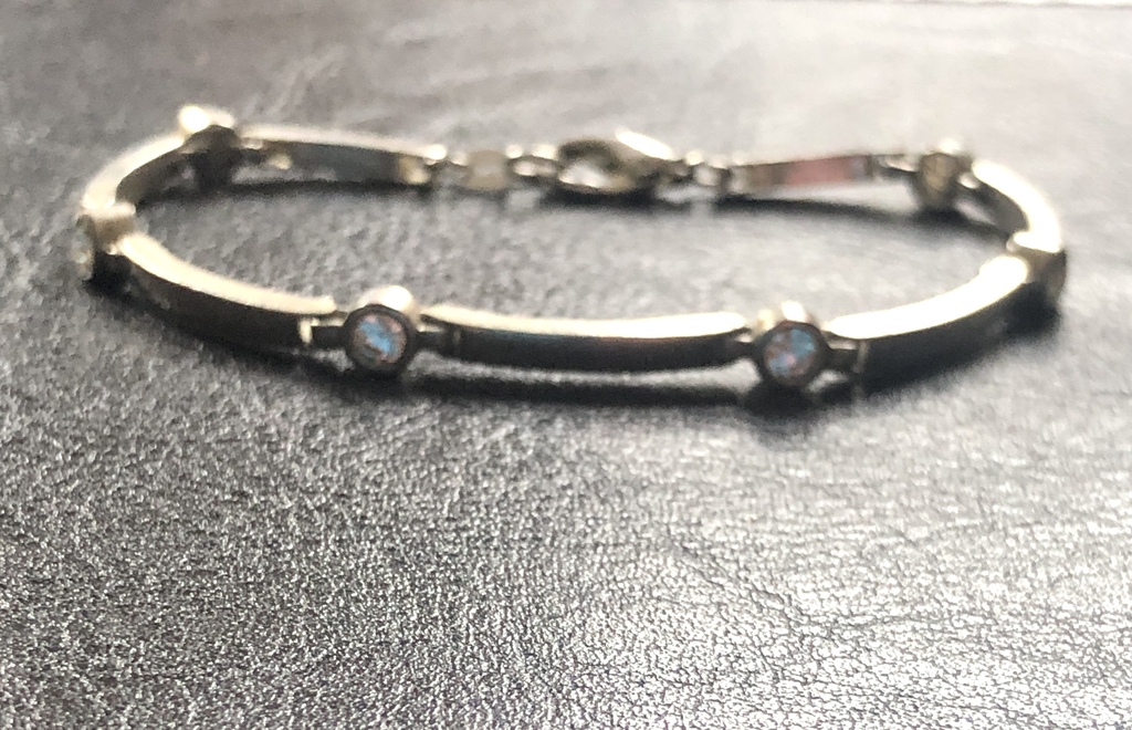 Silver bracelet with rhinestones