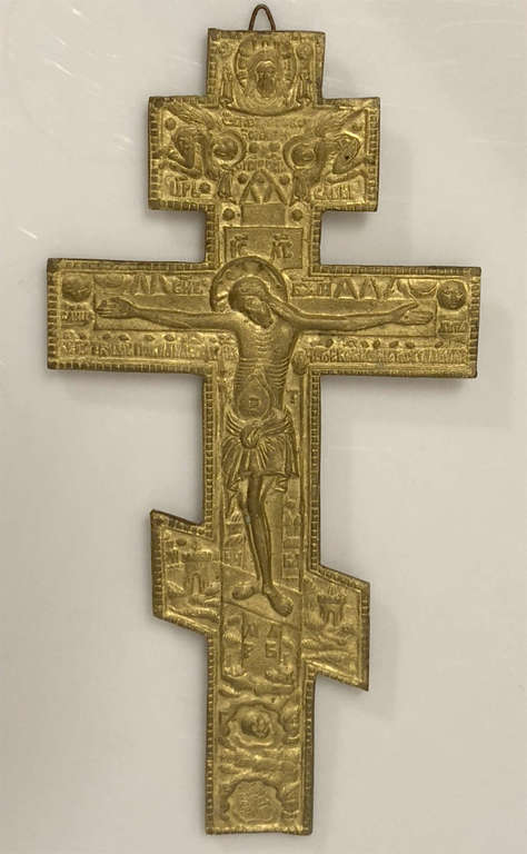 Bronze icon cross with gilding