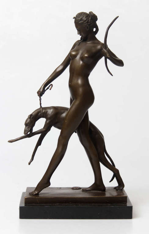 Bronze sculpture Girl with a dog