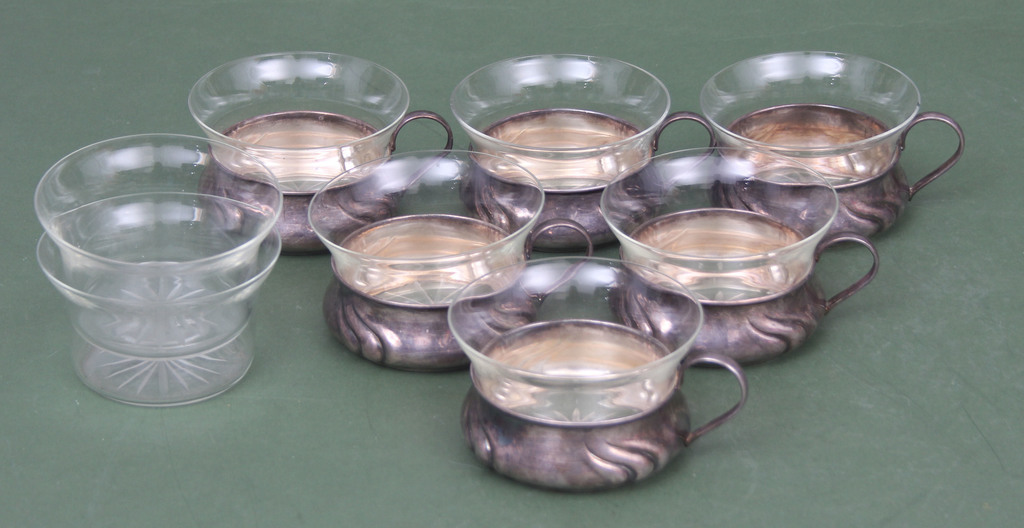 Set of glasses with silver frame (6 pcs.)