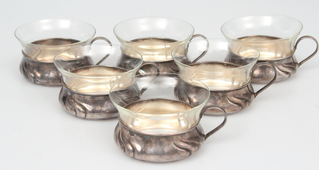 Set of glasses with silver frame (6 pcs.)