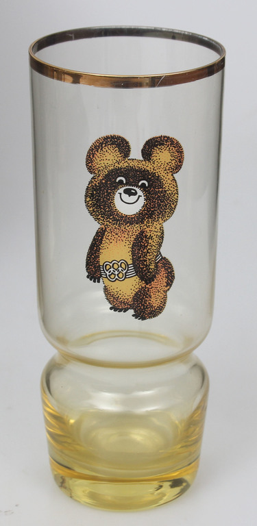 Juice glasses with the symbols of the Moscow Olympics Misha