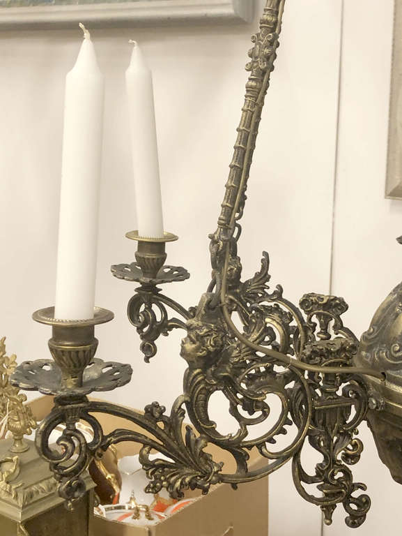 Bronze chandelier - works with electricity and candles