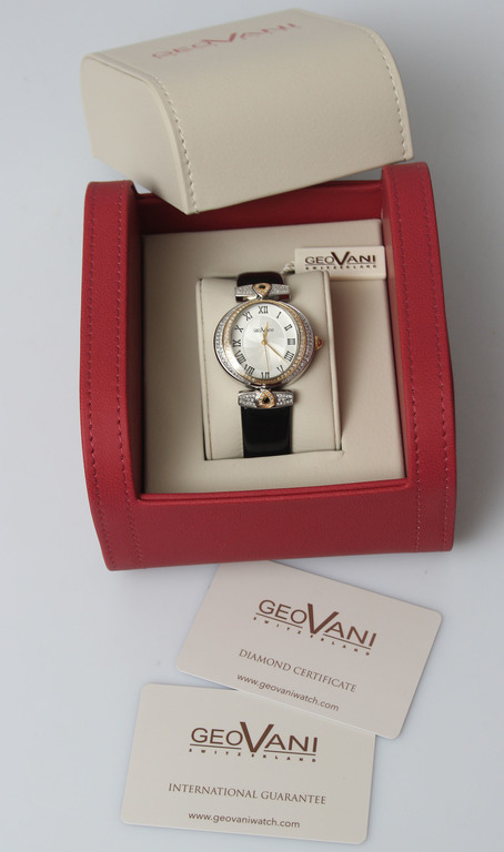Gold-plated women's gold wristwatch with diamonds 1.02 ct 