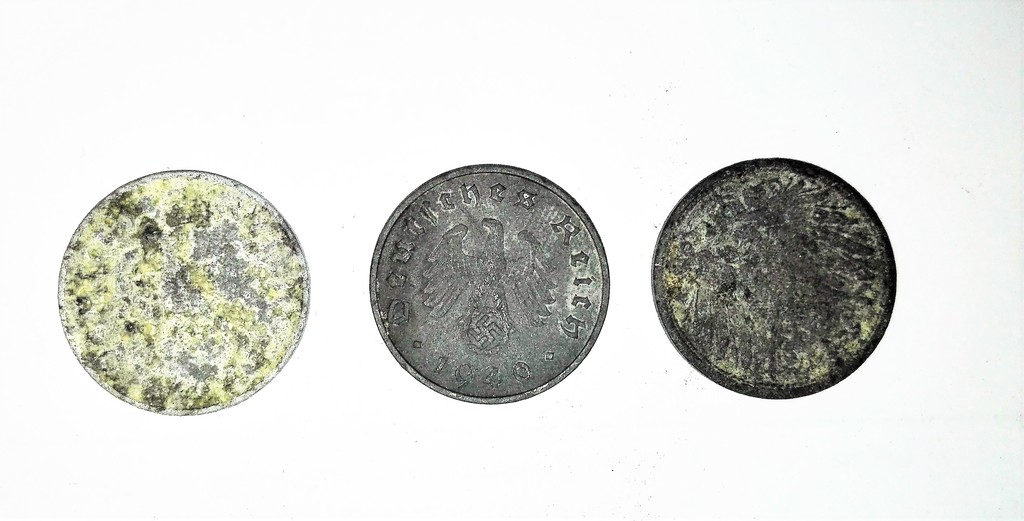 10 feniņu monētas (3 gab.), Vācija - 1918., 1940., 19.., 