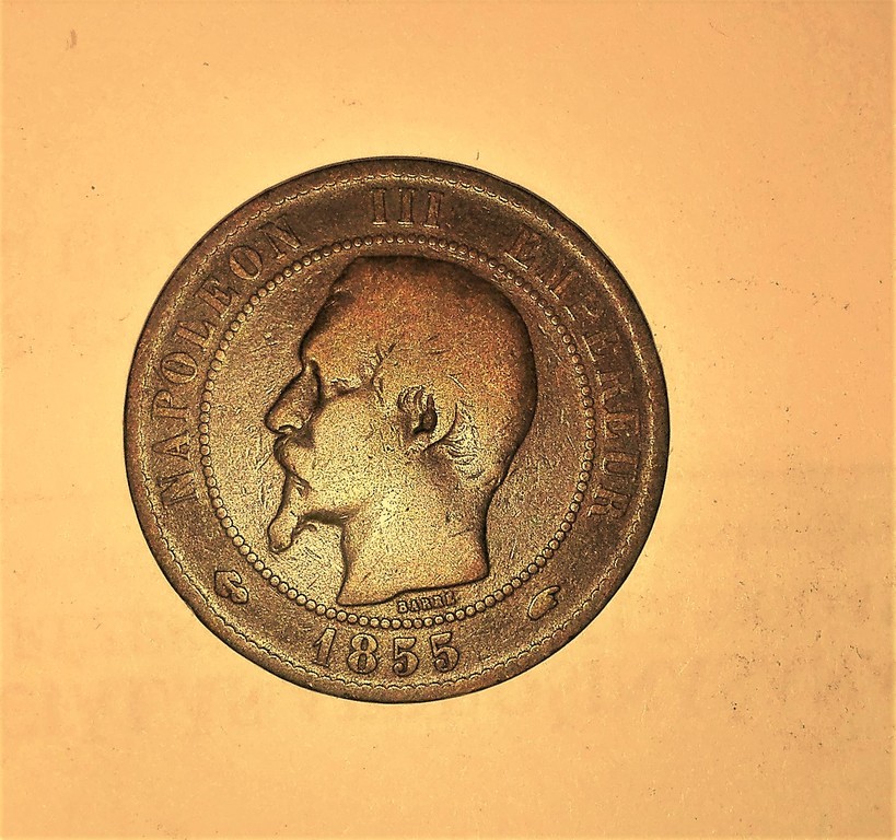 10 centimes coin, 1855, France