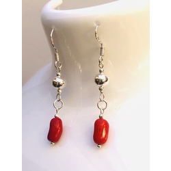 Coral and silver earrings