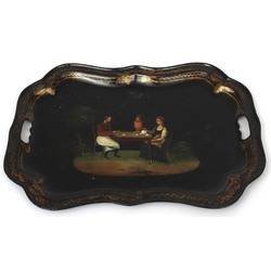 Metal tray with painting