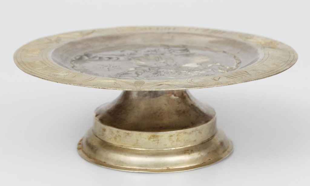 Silver dish with engraving