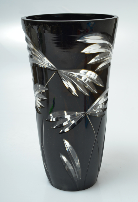 Black glass vase