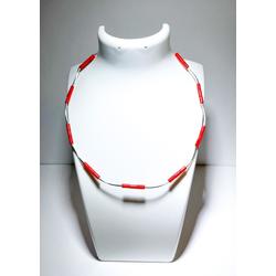 Coral necklace with silver elements
