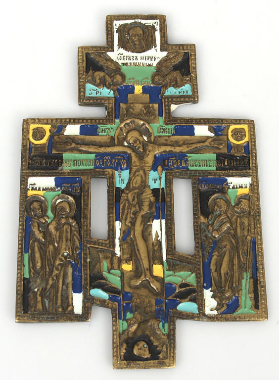 Bronzas ikonkrusts ar vairāku krāsu emalju