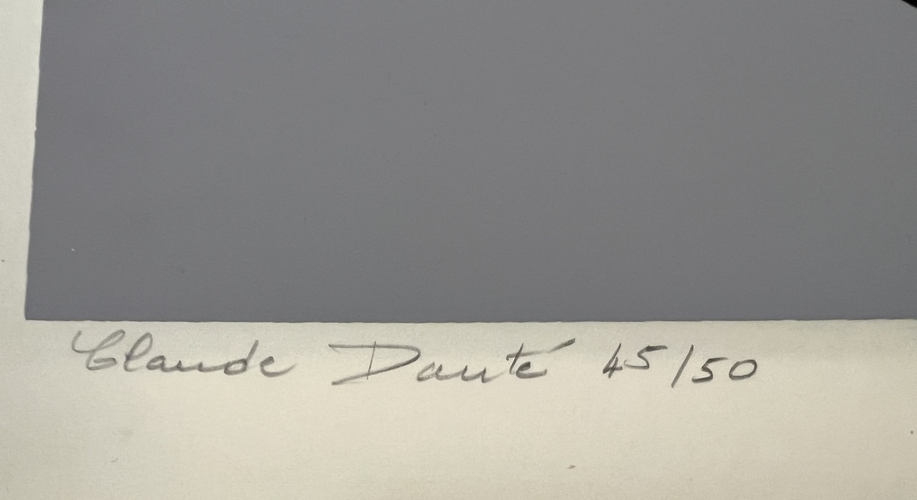 Klods Dante, ierobežota izdevuma grafika, 45 kopijas no ierobežota 50 eksemplāru tirāžas. Ģeometriskā abstrakcija. sietspiede