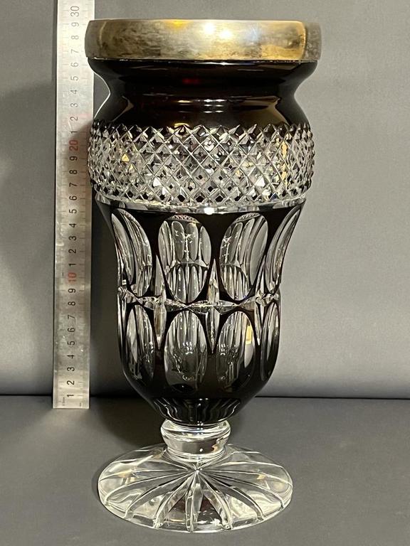 Ilguciem colored crystal  vase with silver finish. 28.5 cm. Perfect condition. Prove 875 Milda NA initials.