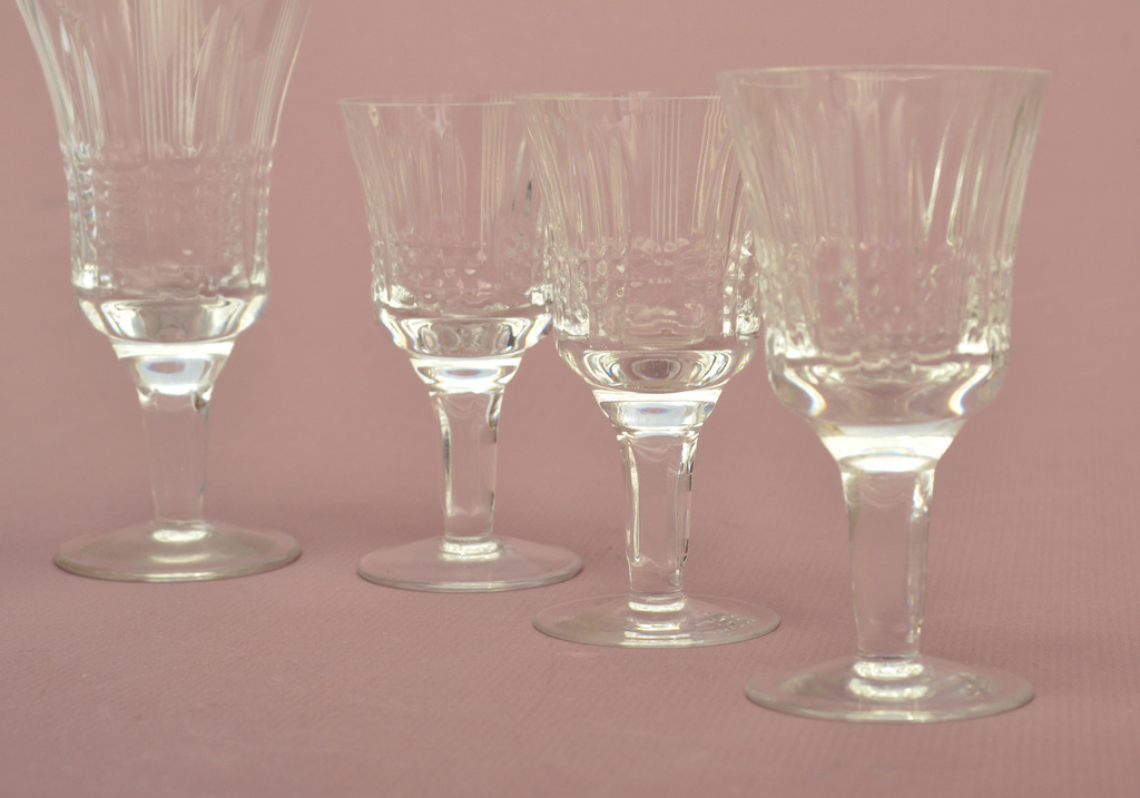 Set of six crystal glasses