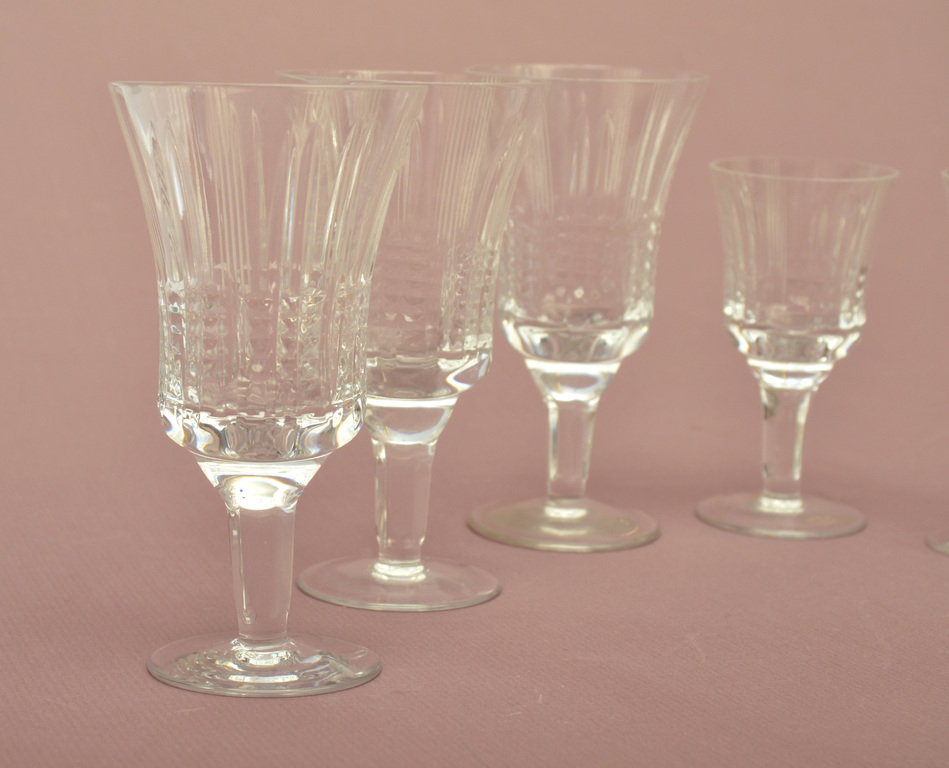 Set of six crystal glasses