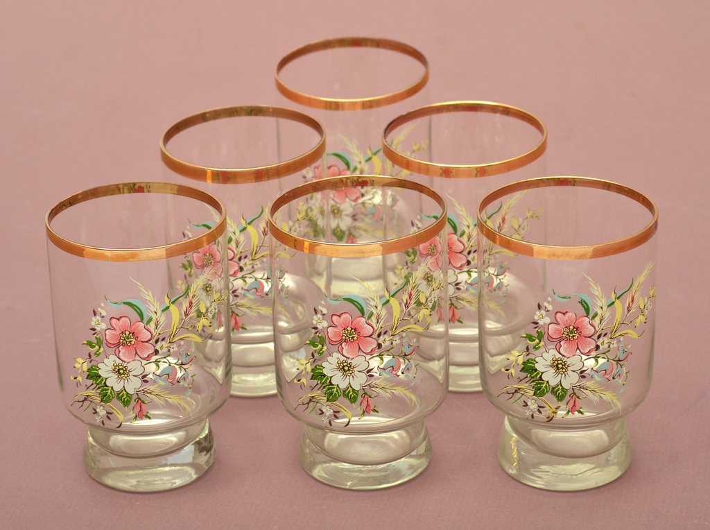 Six lemonade glasses with flowers (6 pcs.)