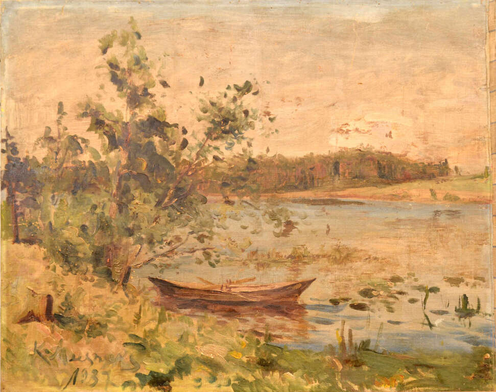 Boat on the shore of the lake
