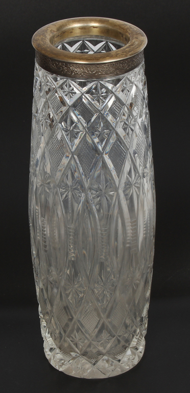 Crystal vase with silver finish