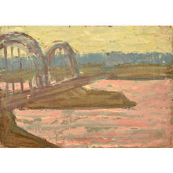 Bridge and landscape, two-sided painting
