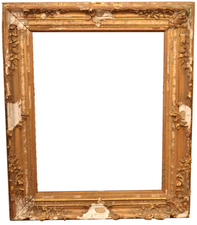 Crumbled thick gilt frame with leaf motif