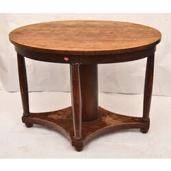 Oval table with veneer