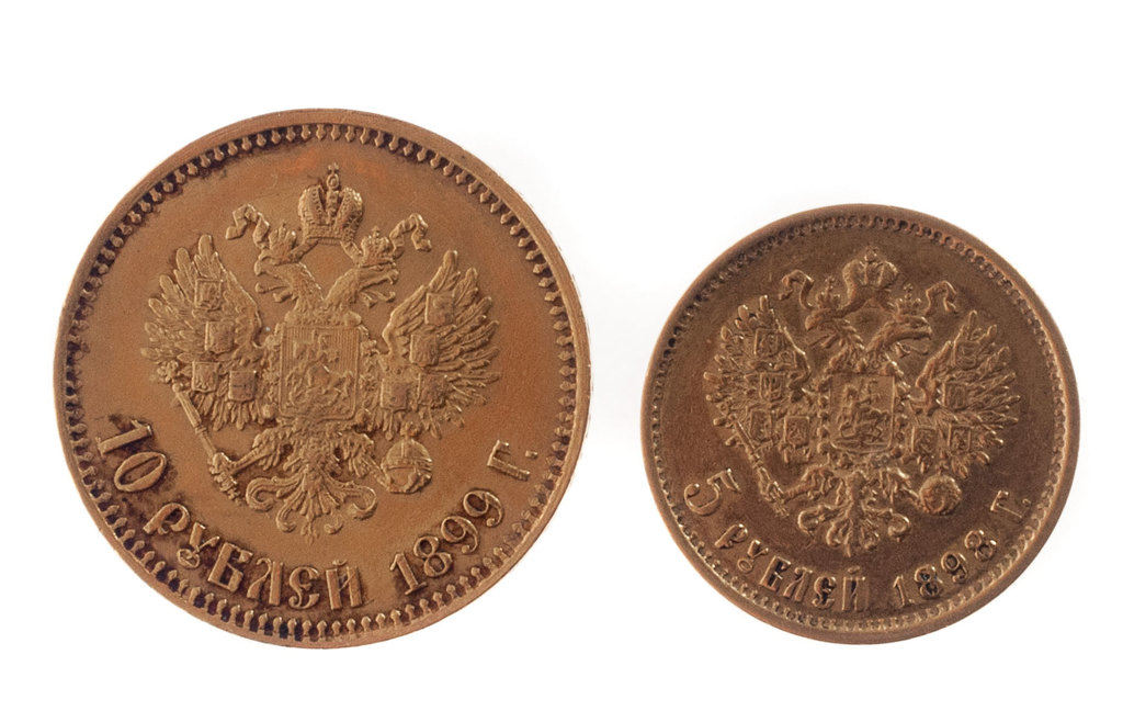 Zelta monētu komplekts “10 un 5 rubļu monētas”