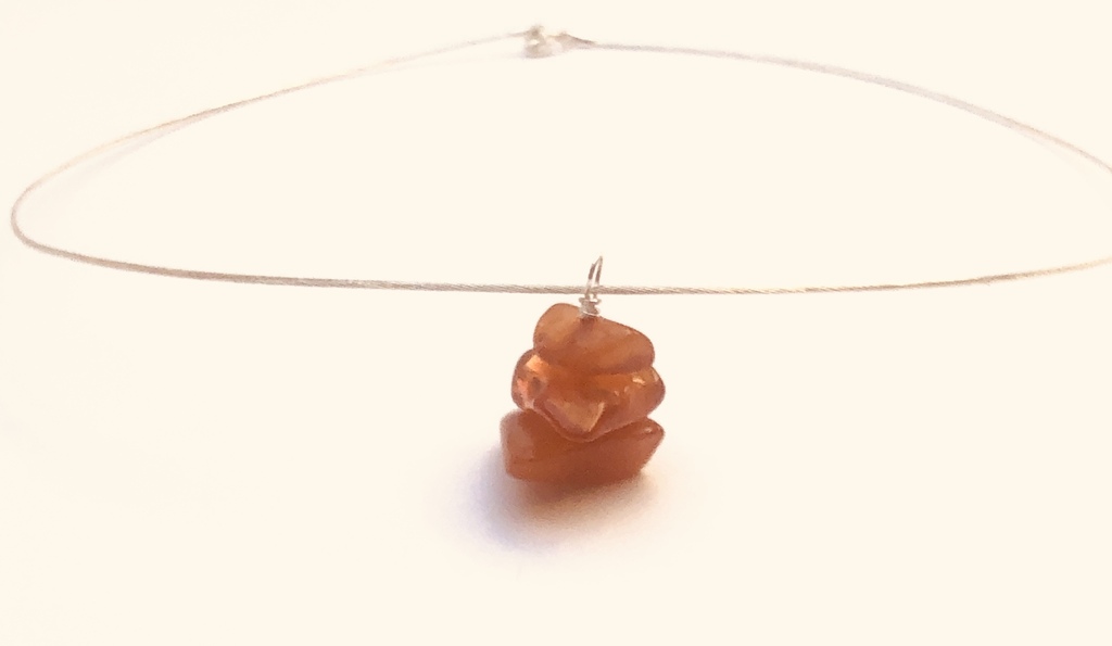 Silver necklace with Vintage Amber