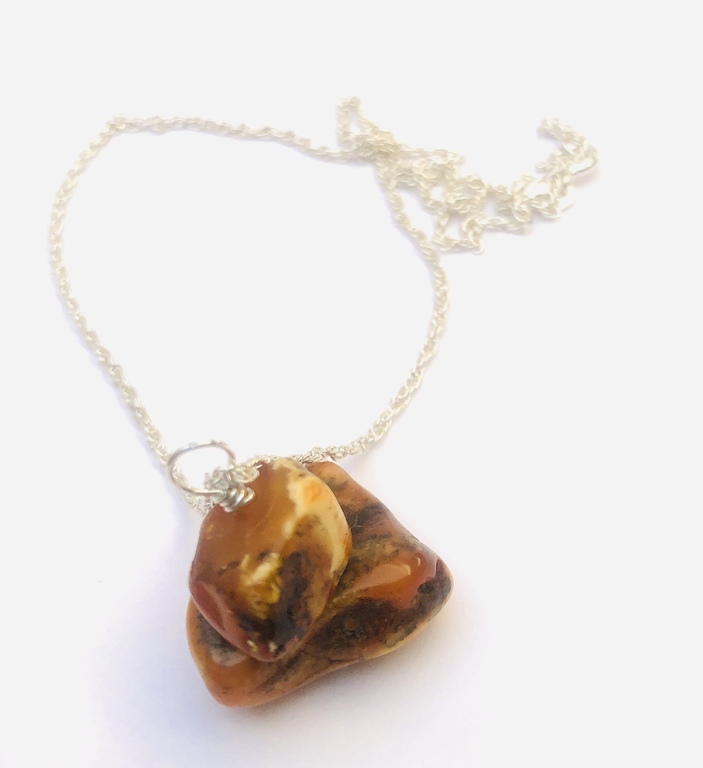 Vintage amber with silver chain