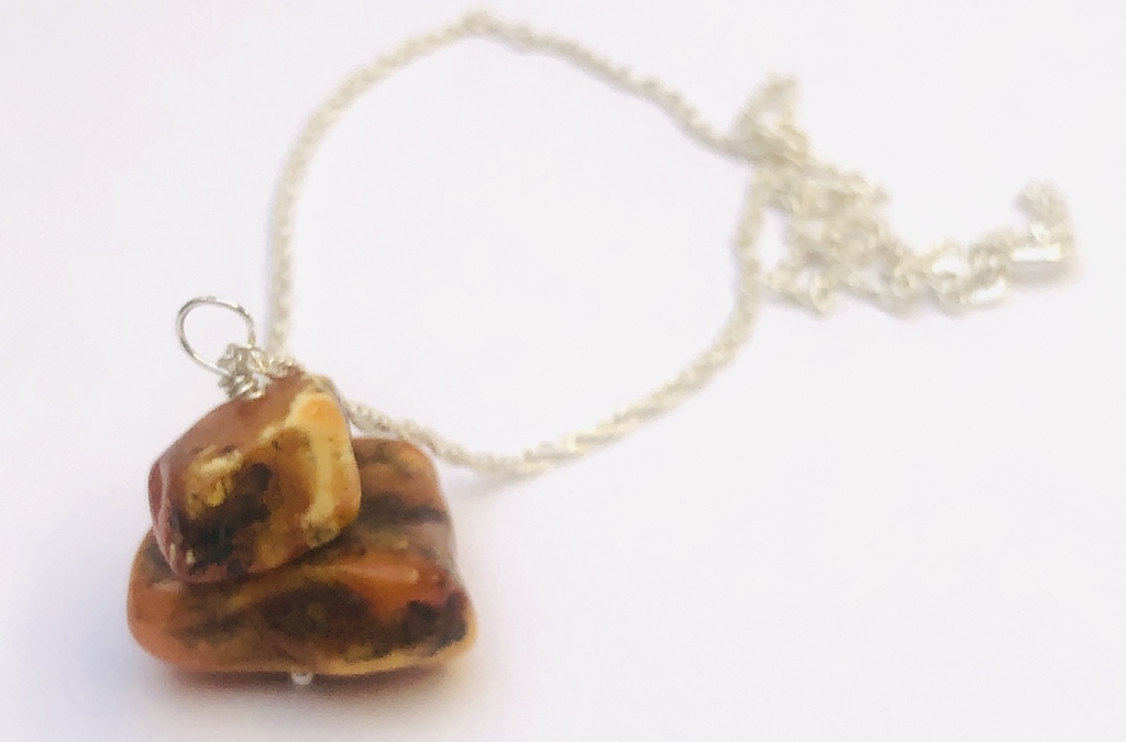 Vintage amber with silver chain