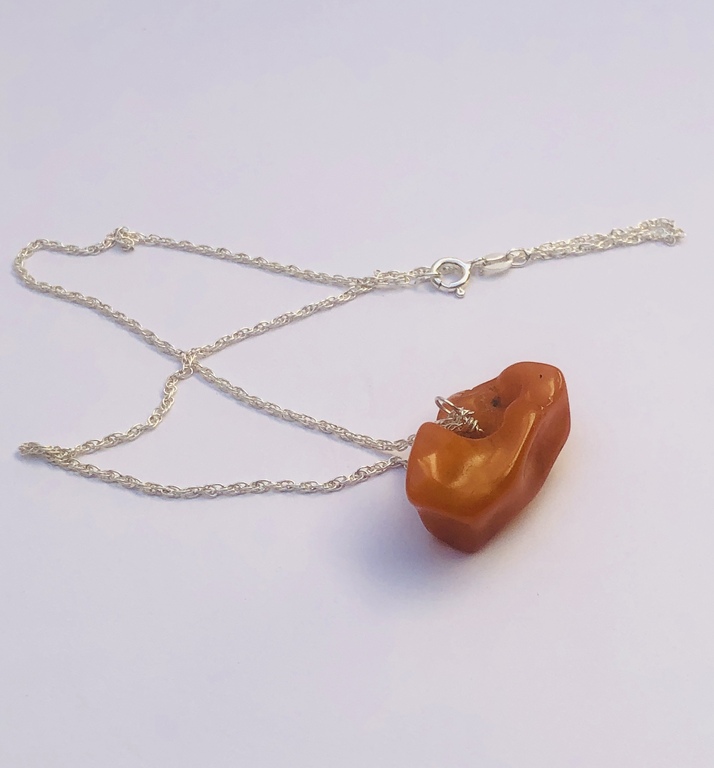 Vintage Amber with silver chain