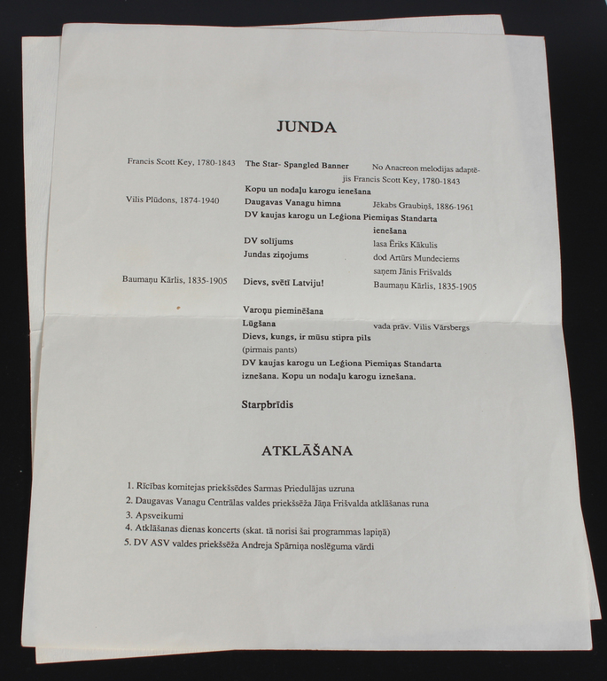 Booklet  ''Daugavas Vanagu 6.Globālās dienas programma''