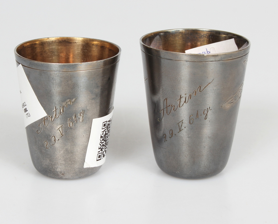Silver cups with gilding 2 pcs.