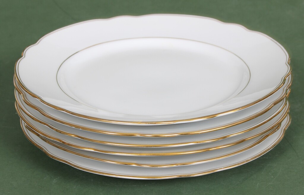 Jessen porcelain plates with gilding (6 pcs.)